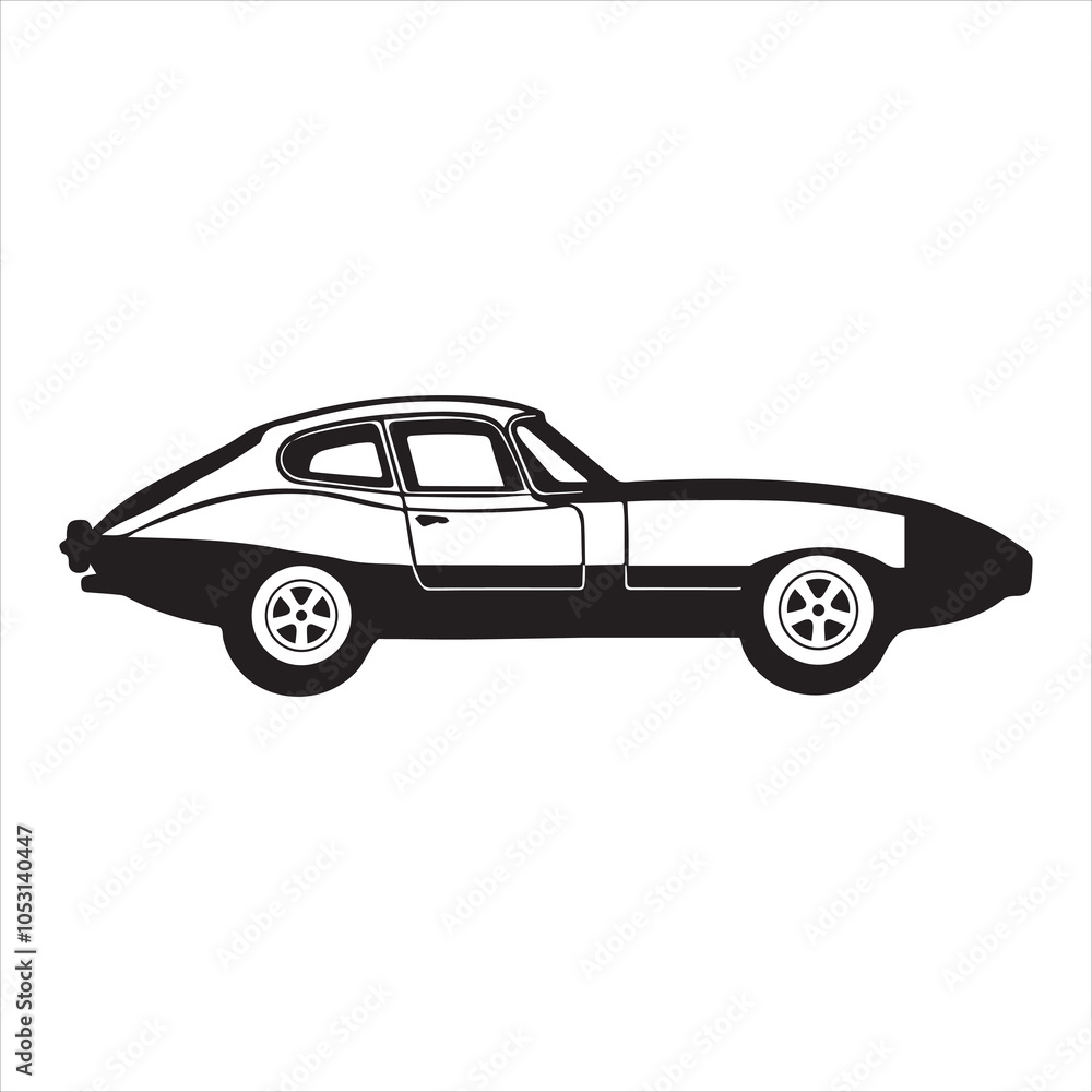 Fototapeta premium Classic Car Vector illustration in black and white - Luxury Car Clipart Design