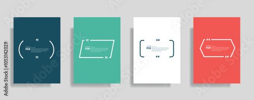 Quotes frames blank templates set. Text in brackets  citation empty speech bubbles  quote bubbles. Textbox isolated on color background.