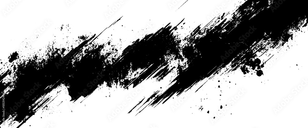 Naklejka premium Vector abstract brushstroke black color splatter Ink texture.