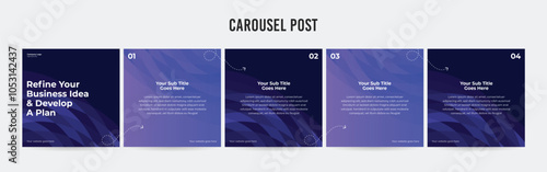 Set of minimalist business carousel post, Customize social media template design, Instagram and LinkedIn carousel post, template eps 10.	