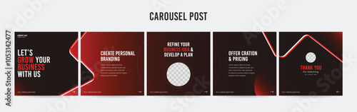 Set of minimalist business carousel post, Customize social media template design, Instagram and Linkedin carousel post, template eps 10.	