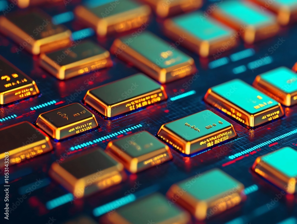 Close-up view of a futuristic keyboard with illuminated keys showcasing vibrant colors and unique design elements. Close-up view of a futuristic keyboard with illuminated keys showcasing vibrant colors and unique design elements.