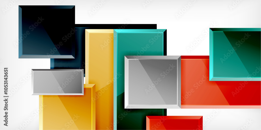 Fototapeta premium Colorful squares and rectangles. Vector Illustration For Wallpaper, Banner, Background, Card, Book Illustration, landing page