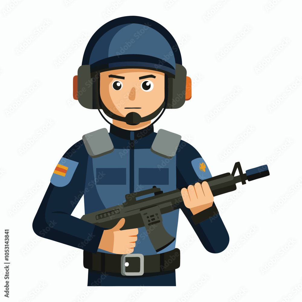 vector police officer wearing a helmet and ear protection vector police officer wearing a helmet and ear protection