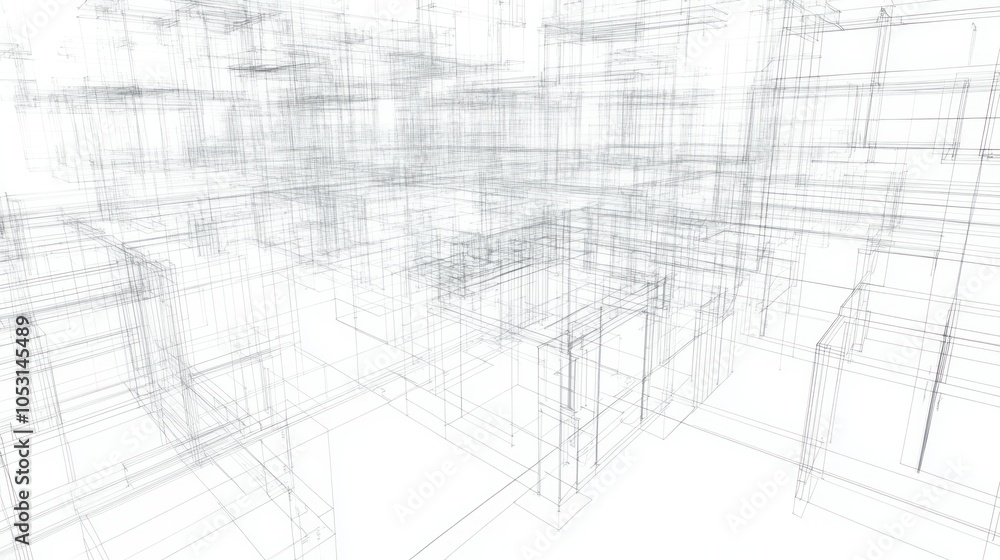 Architectural 3D blueprint, showing detailed wireframe structures Architectural 3D blueprint, showing detailed wireframe structures