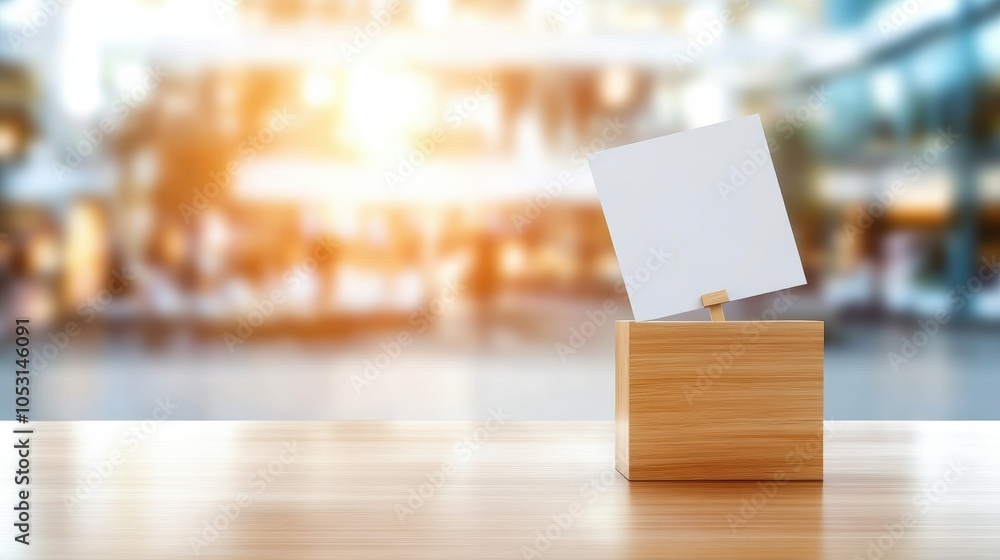 A blank sign on a wooden holder in a bright, modern setting, perfect for promotional displays or informational purposes. A blank sign on a wooden holder in a bright, modern setting, perfect for promotional displays or informational purposes.