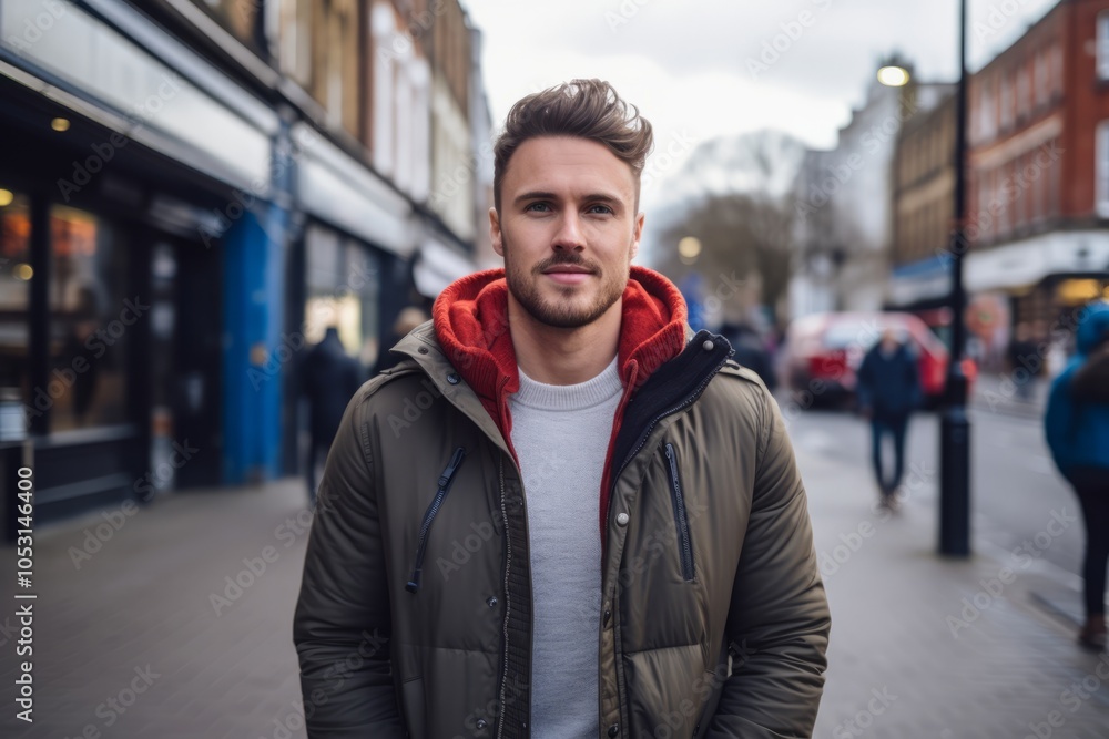 Portrait of a handsome young man with a beard in the city Portrait of a handsome young man with a beard in the city