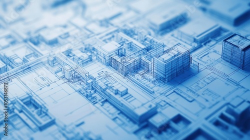 Wallpaper Mural Blueprint-inspired 3D visualization with layered technical details Torontodigital.ca