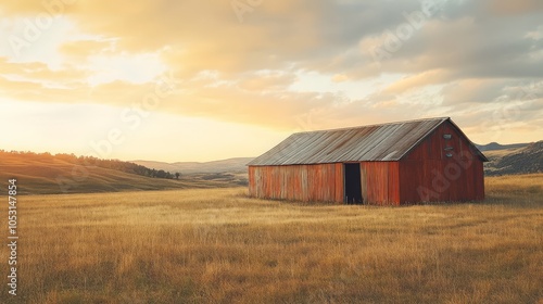 A classic industrial hangar tent featuring vintage elements such as wooden beams and aged metal siding. 