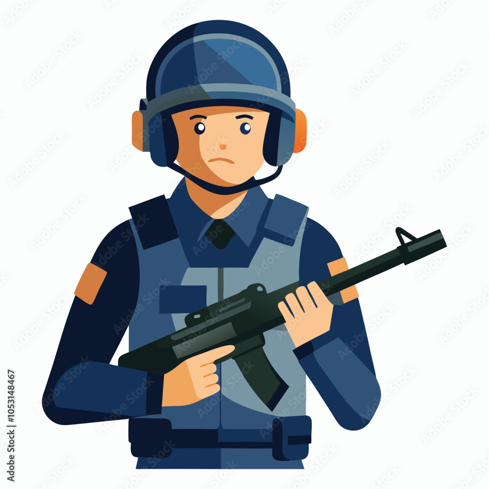 vector police officer wearing a helmet and ear protection vector police officer wearing a helmet and ear protection