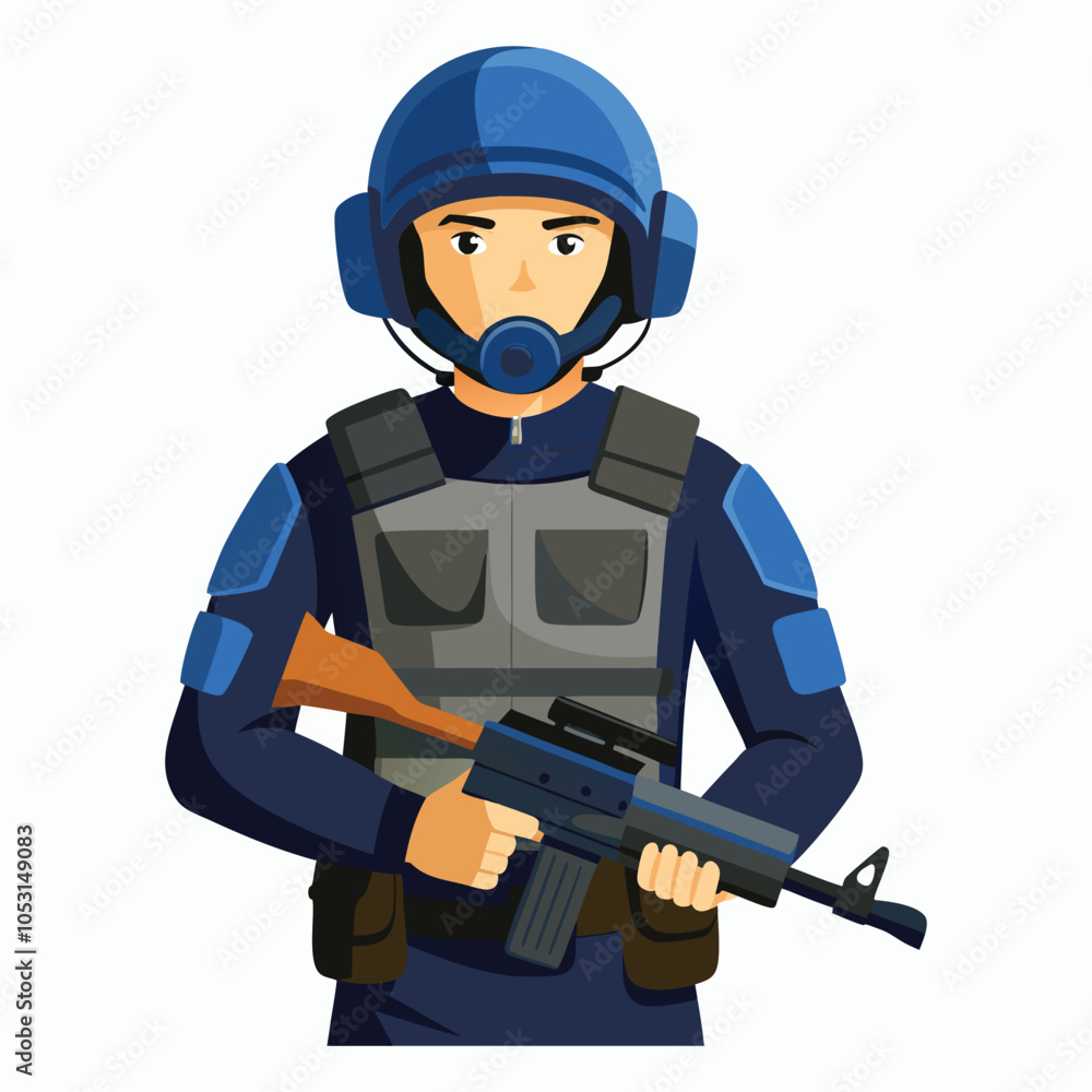 vector police officer wearing a helmet and ear protection vector police officer wearing a helmet and ear protection