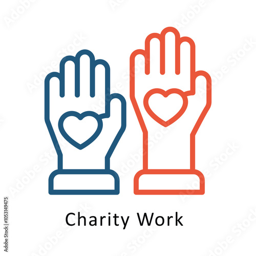 Charity Work  vector Outline Two Color Design icon. Volunteering Symbol on White background EPS 10 File