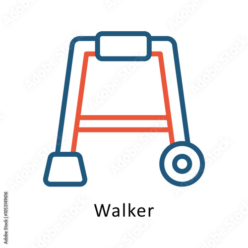 Walker vector Outline Two Color Design icon. Volunteering Symbol on White background EPS 10 File