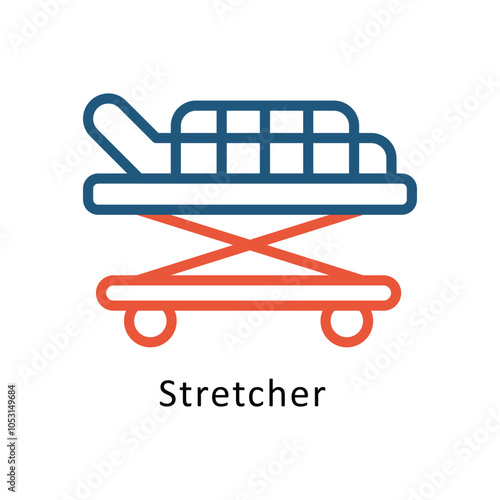 Stretcher vector Outline Two Color Design icon. Volunteering Symbol on White background EPS 10 File