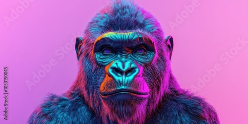 Gorilla Face Pink Background