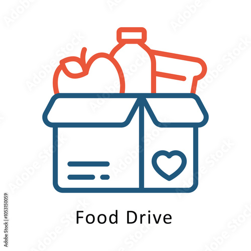 Food Drive vector Outline Two Color Design icon. Volunteering Symbol on White background EPS 10 File