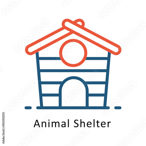 Animal Shelter vector Outline Two Color Design icon. Volunteering Symbol on White background EPS 10 File