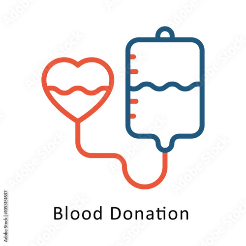 Blood Donation vector Outline Two Color Design icon. Volunteering Symbol on White background EPS 10 File