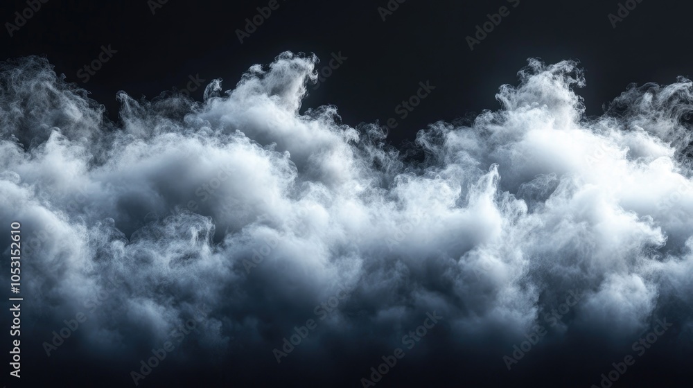 Fototapeta premium Abstract white smoke clouds against a dark background.