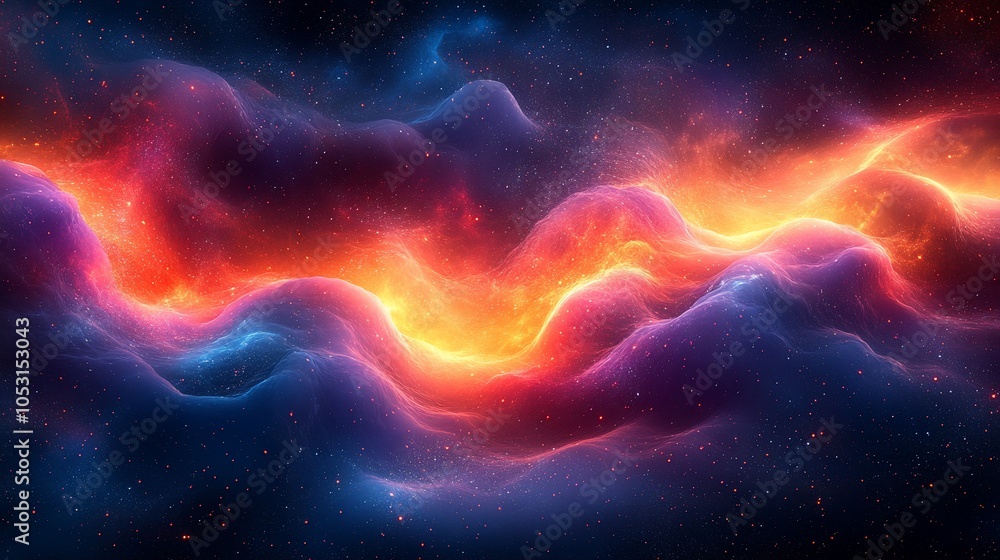 A vibrant cosmic scene depicting swirling nebulae and starry space. A vibrant cosmic scene depicting swirling nebulae and starry space.