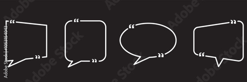Set with quote box frame in abstract style. Vector texting quote boxes. Bubble banners with quotation, message and comment.