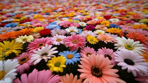 Colorful Gerbera Daisies Close Up Spring Flowers Nature Background