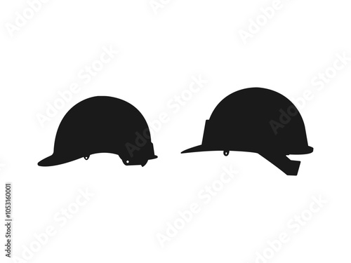 Construction hat icon vector isolated. black silhouette of a Hard Hat Set. Vector illustration of Construction helmets, project helmet, hard hats vector silhouette on white background.