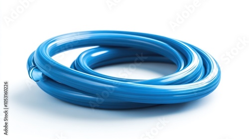 A coiled blue tube, likely used for various industrial or plumbing purposes.