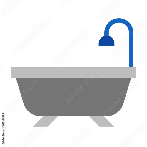 Bathtub Flat Icon Design