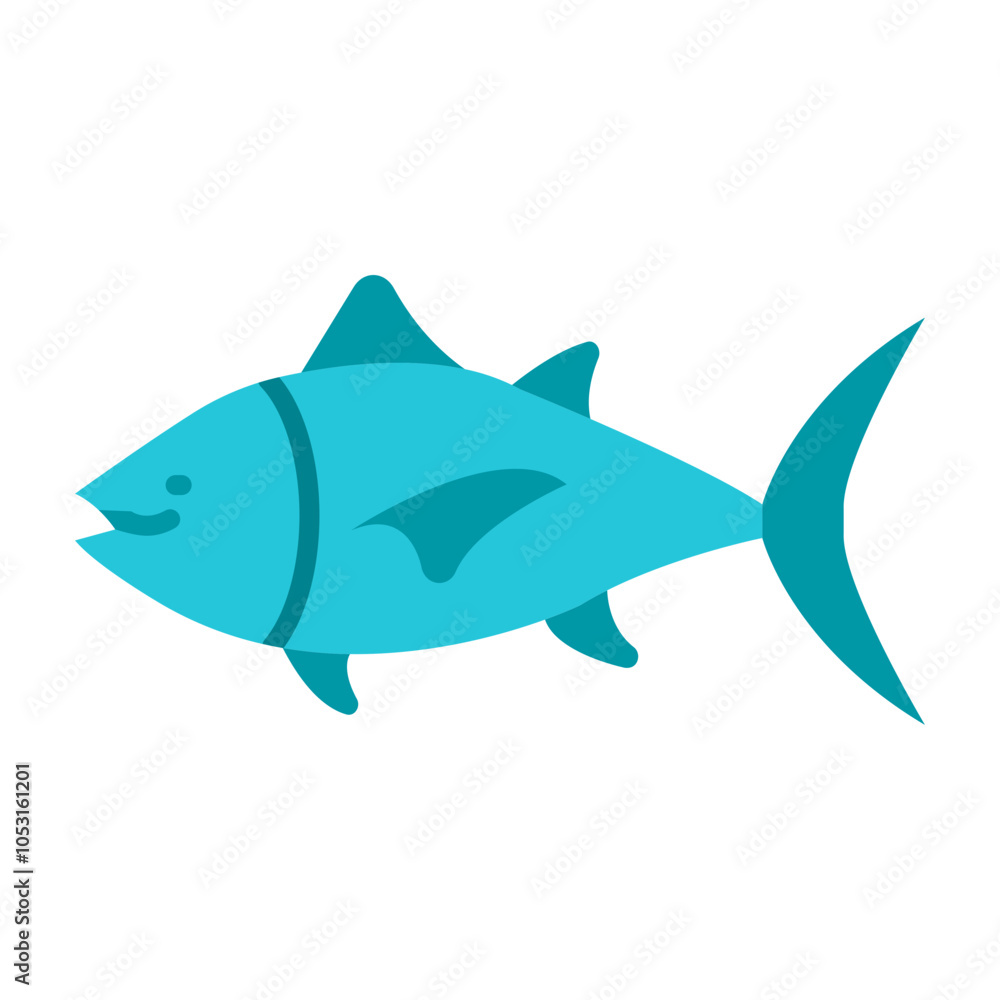 Obraz premium Tuna Fish Flat Icon Design