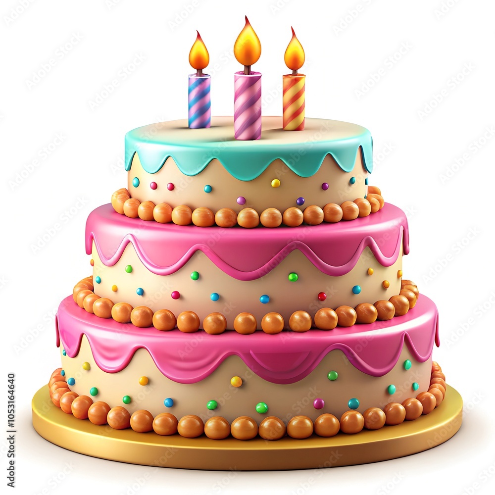 Birthday cake illustration isolated on white background Birthday cake illustration isolated on white background