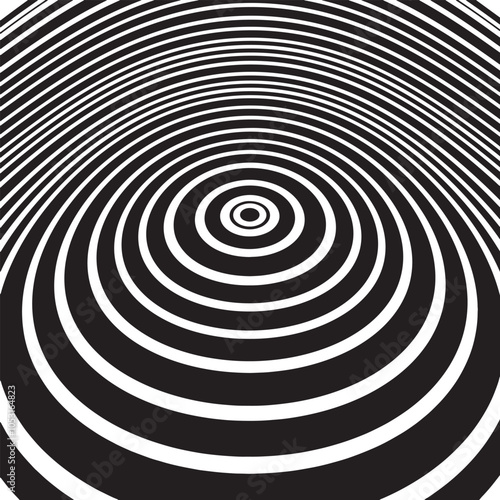  Black nad white abstract rotated lines.vortex form. Geometric art. Design element. Digital image with a psychedelic stripes.Design element for prints, web, template