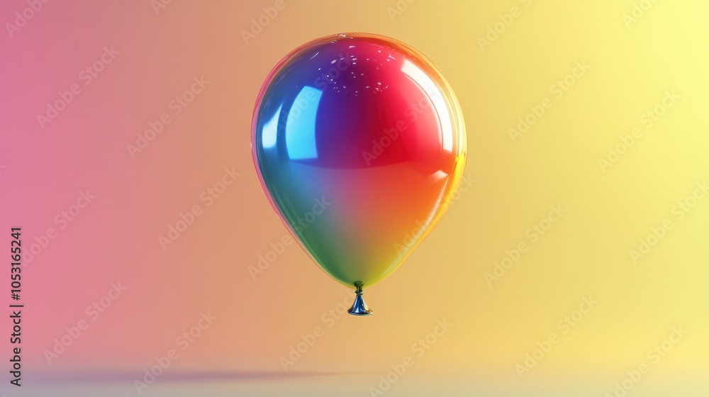 Obraz premium Playful 3D balloon with rainbow hues, glossy textures, and a floating effect for an animated scene