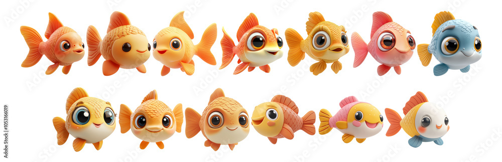 Fototapeta premium Cute Colorful Fish Toys For Children and Collectors