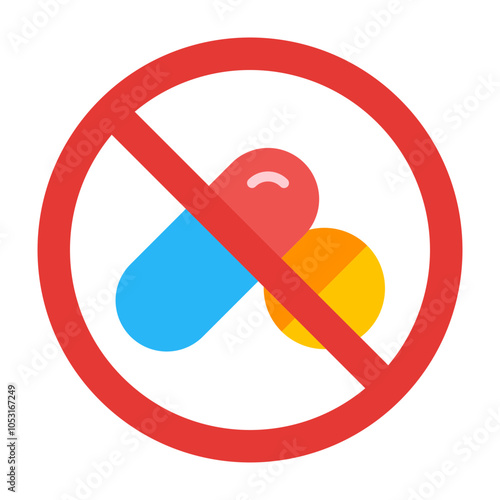 No Drugs Flat Icon Design