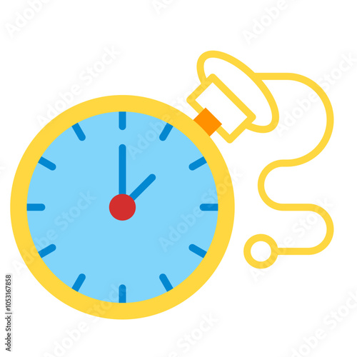 Pocket Watch Flat Icon Design