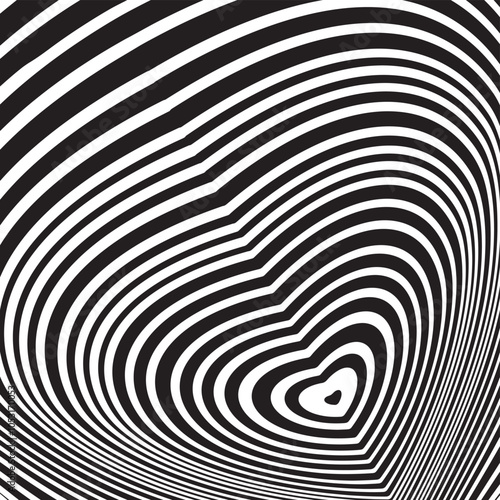  Black nad white abstract rotated lines.vortex form. Geometric art. Design element. Digital image with a psychedelic stripes.Design element for prints, web, template
