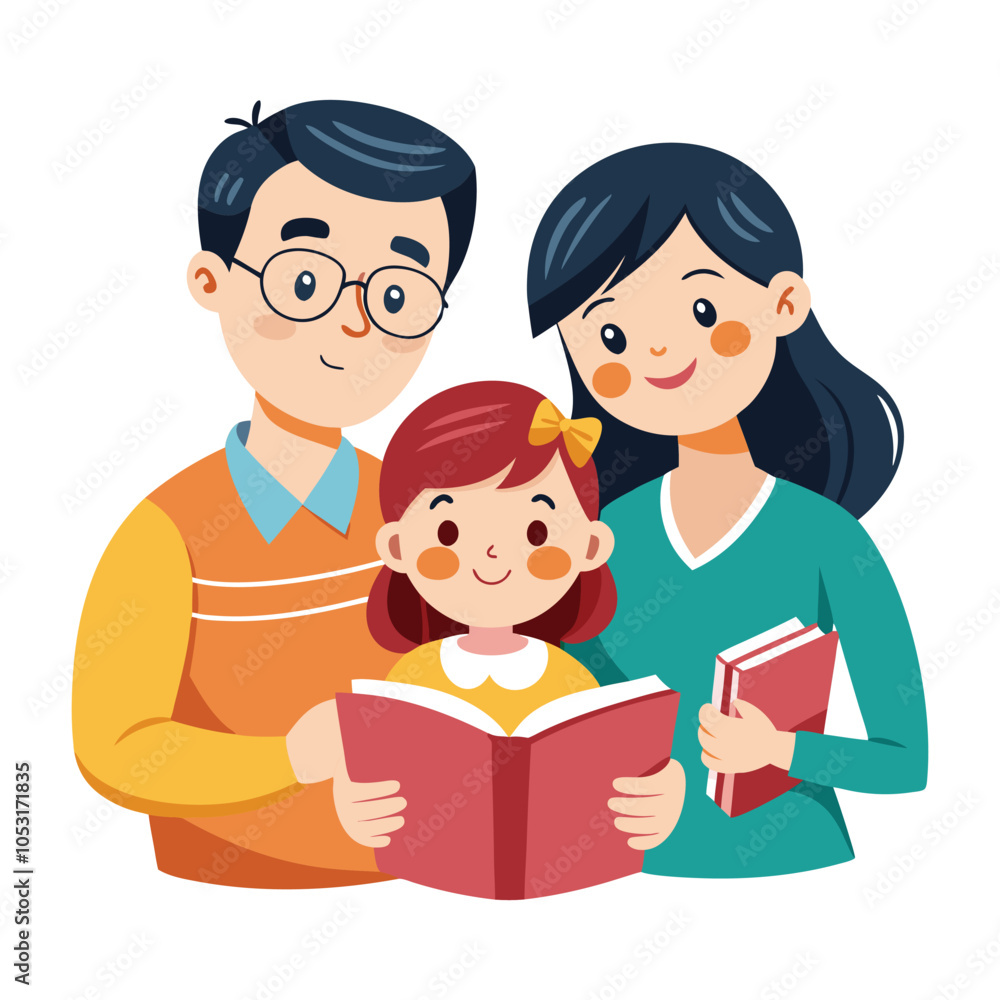 vector reading family vector reading family