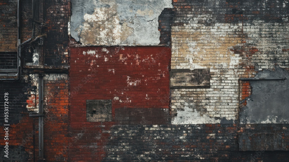 Naklejka premium Urban brick wall texture with a blend of red and brown hues