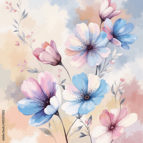 Alluring Watercolor Art of Curly Flowers and Leaves