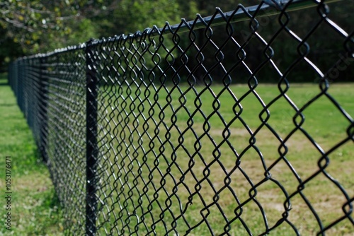 Chain Link Fence in Grass