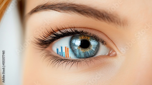 Close-Up of Eye with Business Icons Reflection