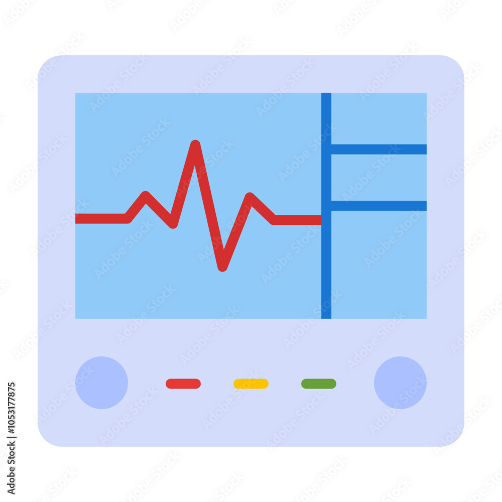 Cardiac Monitor Flat Icon Design Cardiac Monitor Flat Icon Design