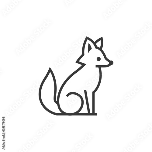 Line Drawing of a Sitting Fox