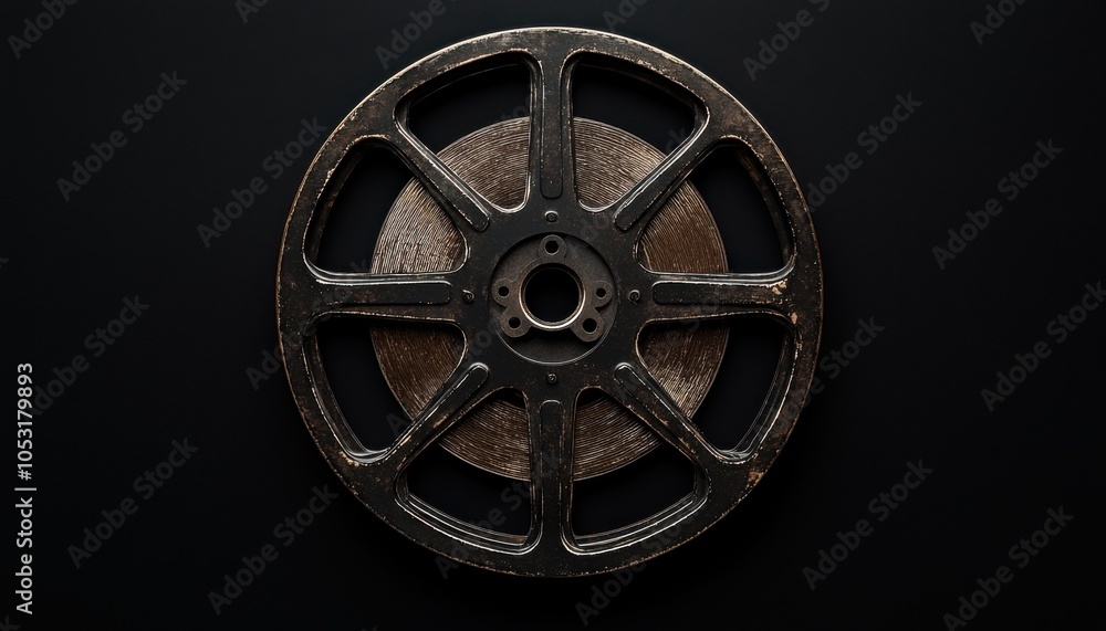 Obraz premium A close-up view of a vintage, worn metal wheel with a multi-spoke design, showcasing its industrial character.