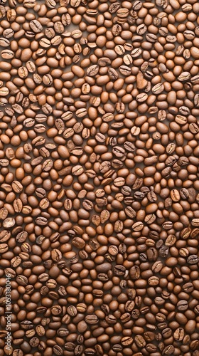 A close-up view of numerous coffee beans, showcasing their rich brown tones and varied textures.