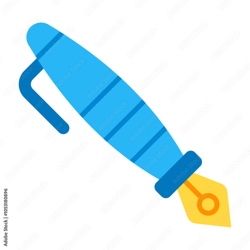 Fountain Pen Flat Icon Design Fountain Pen Flat Icon Design