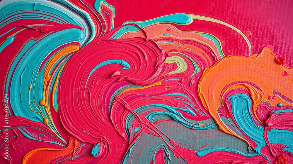 Abstract Swirls of Color in Vibrant Hues of Red, Blue, Orange, and Yellow Abstract Swirls of Color in Vibrant Hues of Red, Blue, Orange, and Yellow