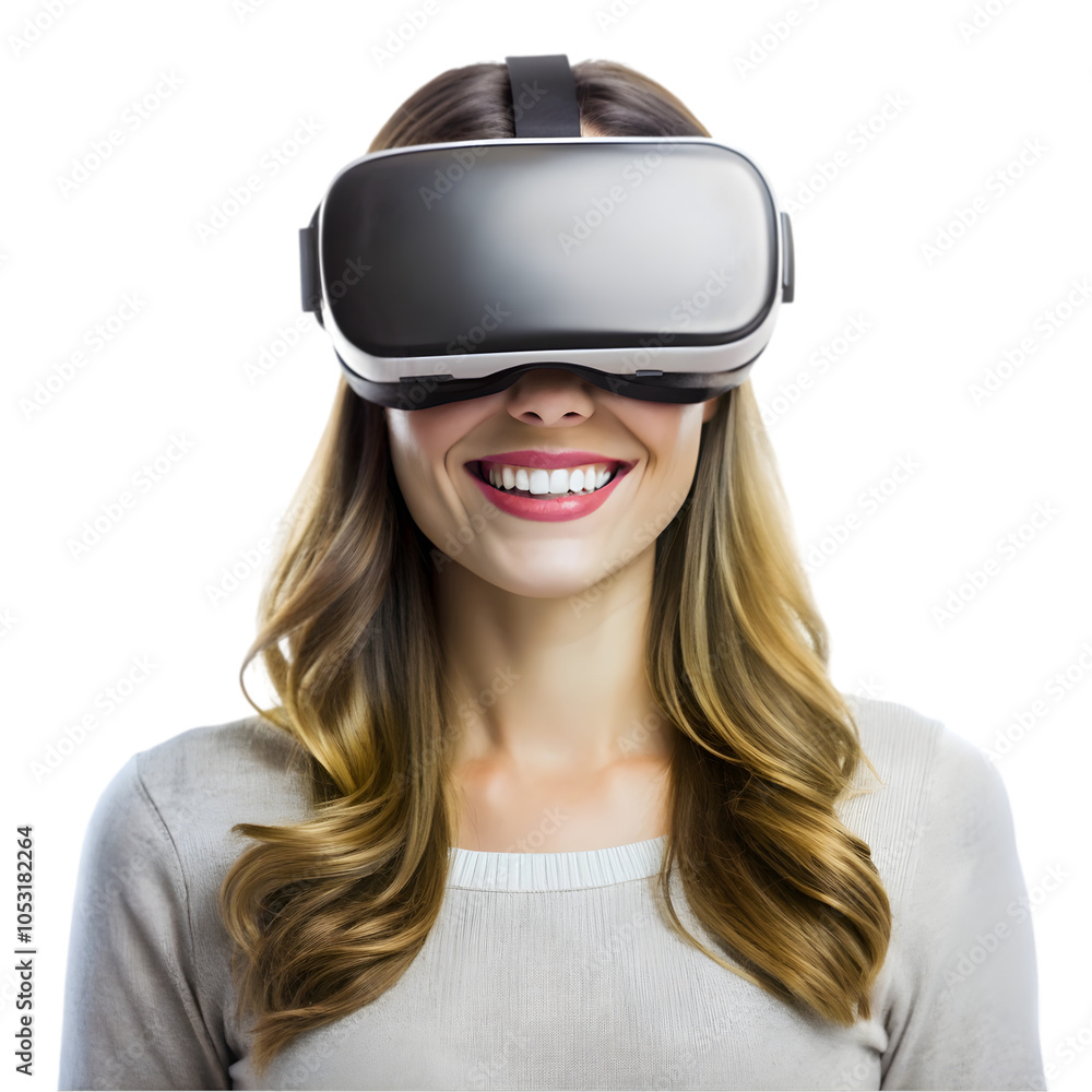 woman in virtual reality goggle portrait isolated on transparent background woman in virtual reality goggle portrait isolated on transparent background