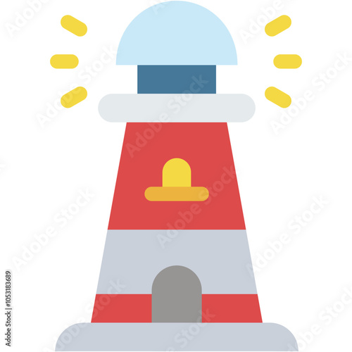 Vector Icon Lighthouse, Sea, Light, Orientation, Building, Architecture and City